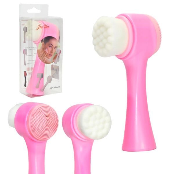 Cepillo facial masajeador de doble cabezal de silicona.