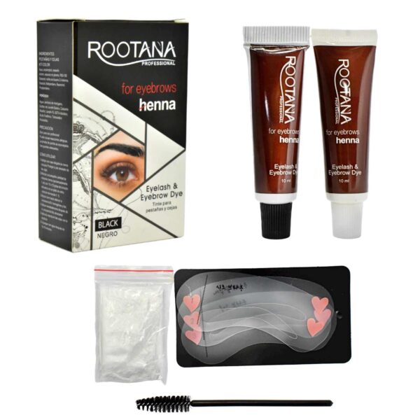 Tinta en crema de henna para cejas y pestañas Rootana color negro
