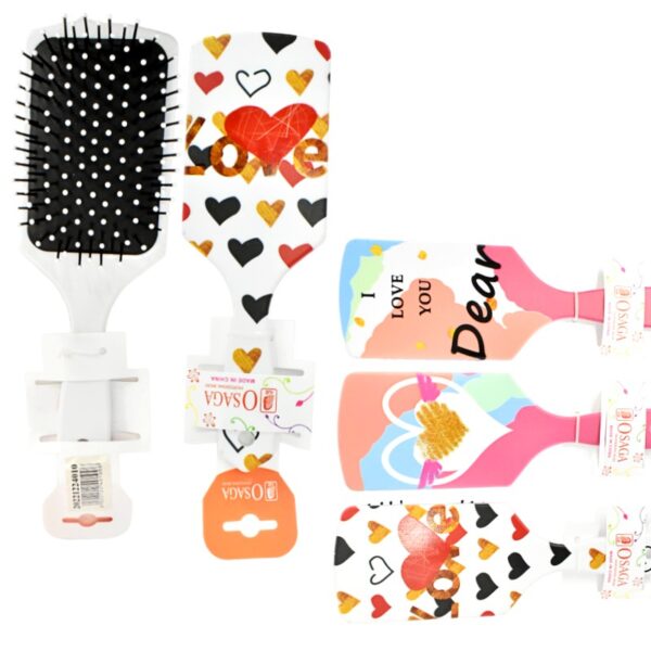 Cepillo para cabello en presentacion cuadrada diseño LOVE