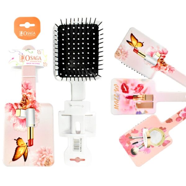 Cepillo para cabello en presentacion cuadrada diseño MAKEUP