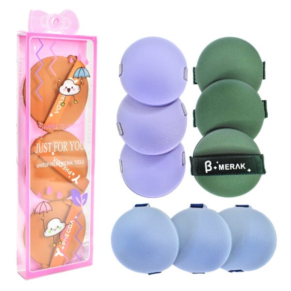 Set De 3 Borlas Aplicadoras De Maquillaje Empaque Rosado