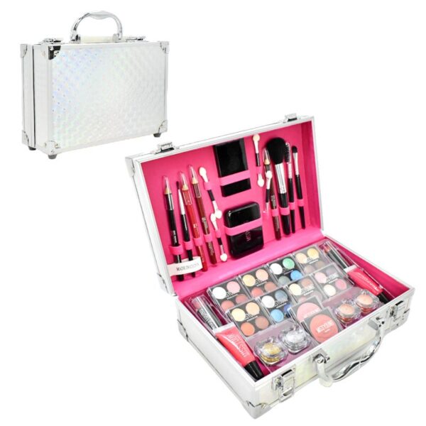 Kit De Maquillaje Miss Young Maleta De Aluminio Rosada
