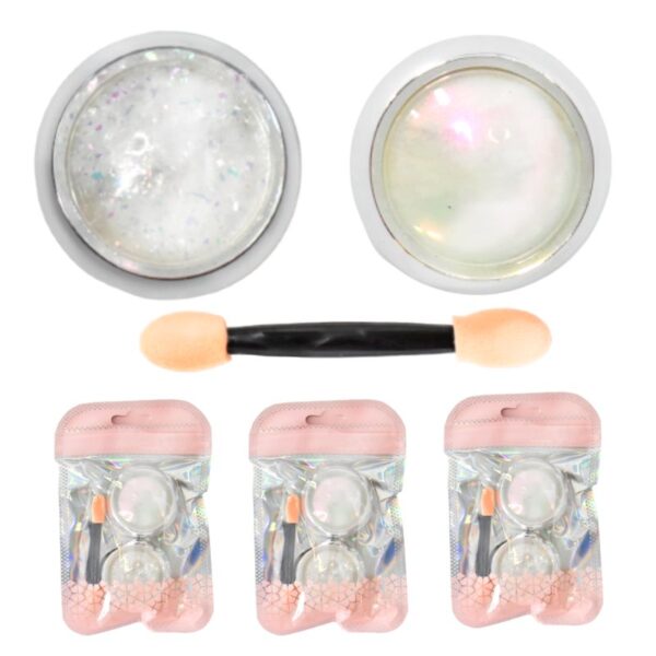 Polvo Para Uñas en Duo Con Efecto Espejo con Aplicador Empaque Rosado