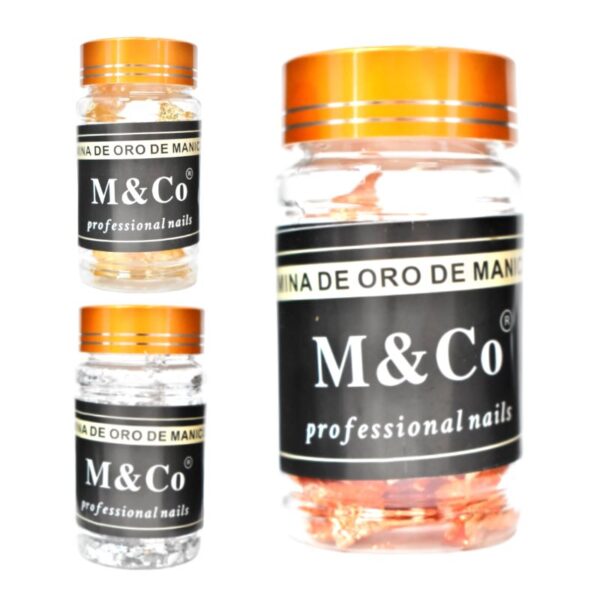 Frasco con Laminas de Oro Para Manicura en Colores Surtidos