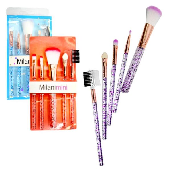Set de 5 brochas mango con glitter colores surtidos