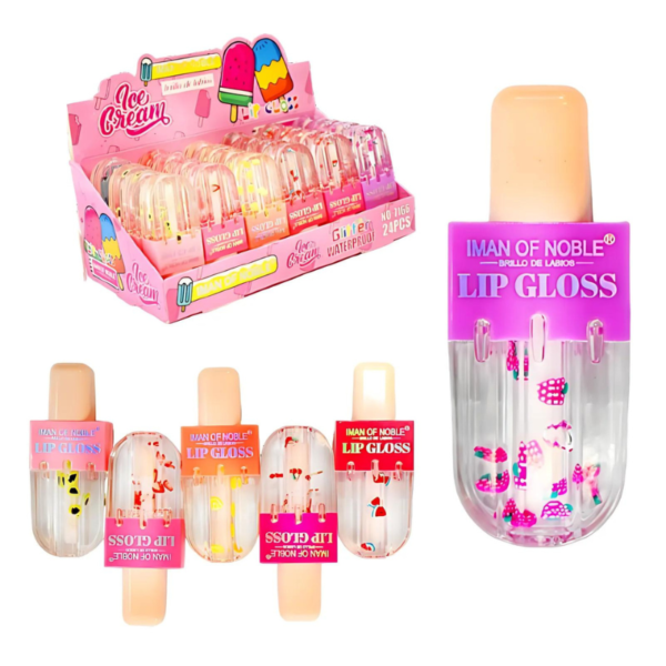 Brillo para labios a prueba de agua Diseño Paleta de Helado IMAN OF NOBLE