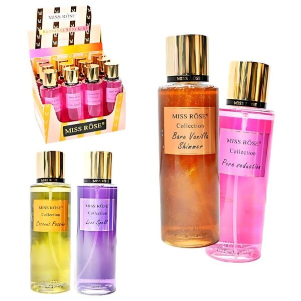 Splash Corporales con Glitter Miss Rose 250ml Fragrancias Surtidas