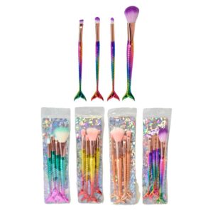 Kit de brochas con cola de sirena 4u colores tornasol