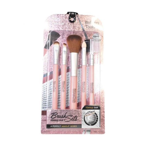 Kit de brochas makeup tools 5u rosado