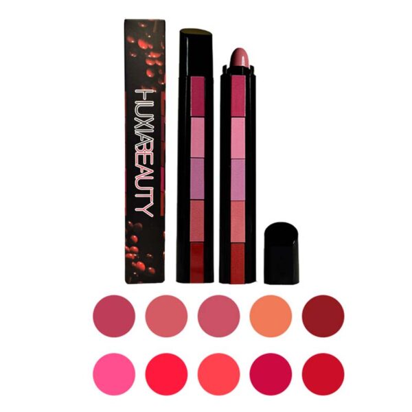 Labiales matte huxiabeauty 5 en 1 caja negra