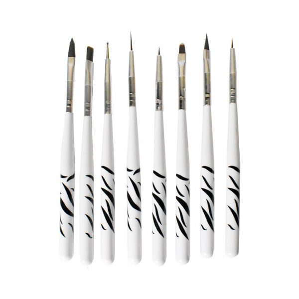 Kit de pinceles para uñas diseño de cebra 8u