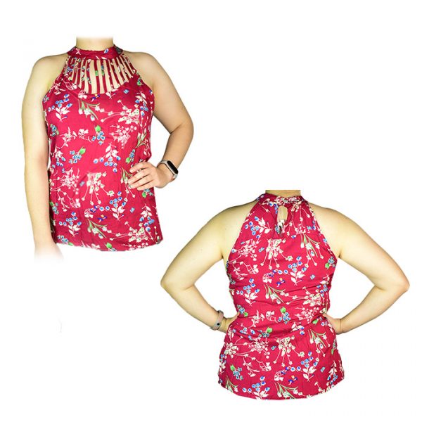Blusa corinta con diseño de flores sin mangas