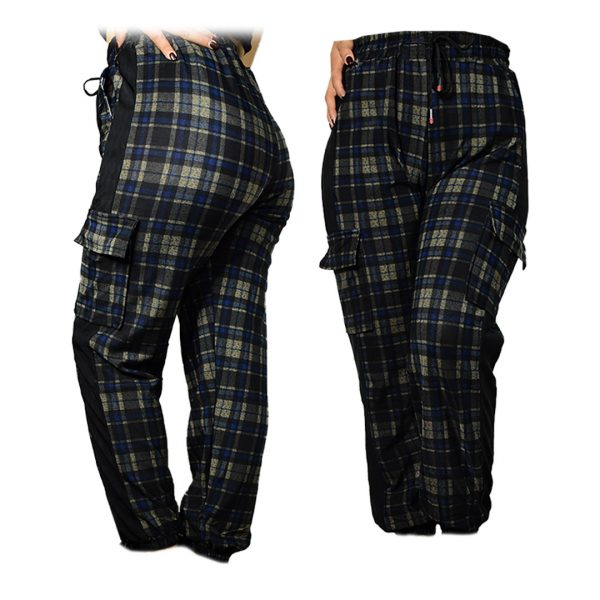 Jogger pants con diseño cuadriculado azul con gris