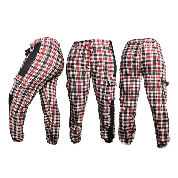 Jogger pants con diseño cuadriculado rojo con negro