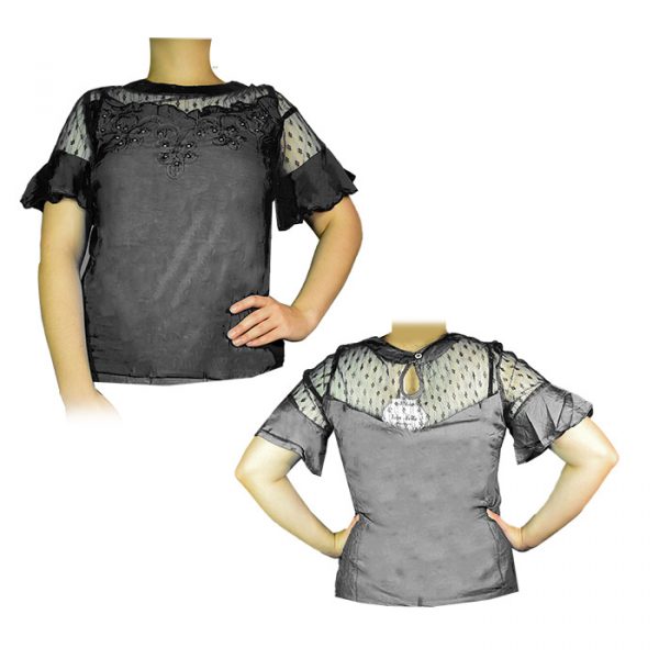 Blusa con encaje de perlas negro
