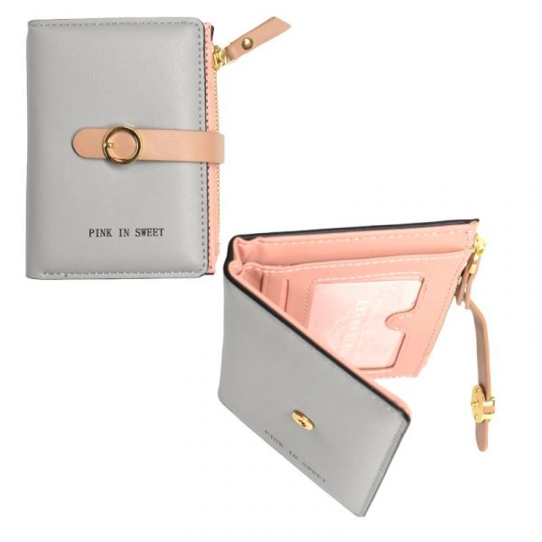 Billetera gris pink in sweet con broche