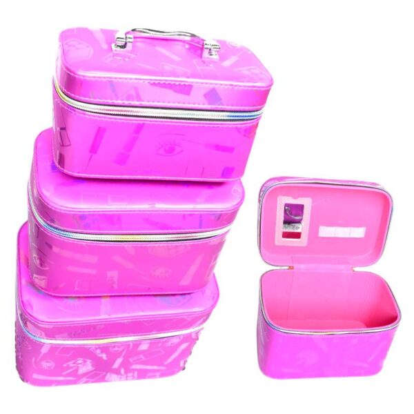 Kit de 3 cosmetiqueras fucsia