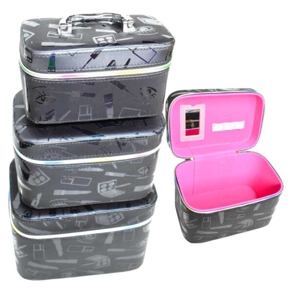 Kit de 3 cosmetiqueras negras