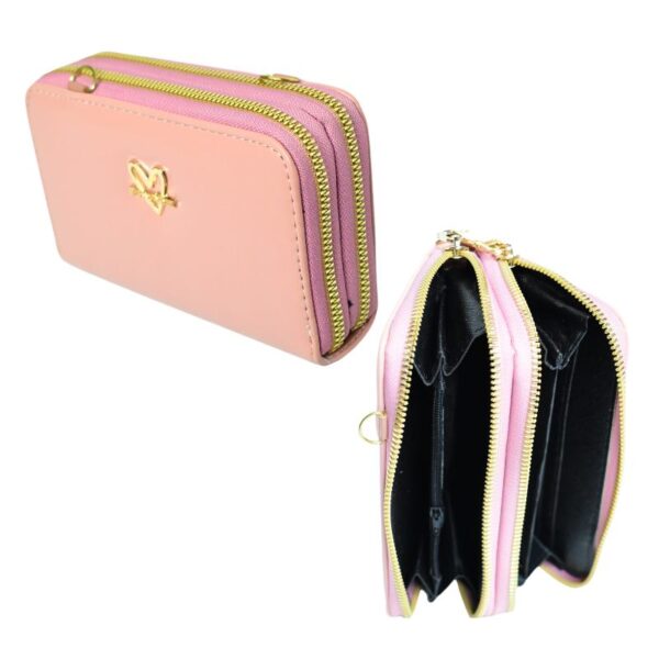 Billetera rosa pink in sweet con emblema de corazón lisa