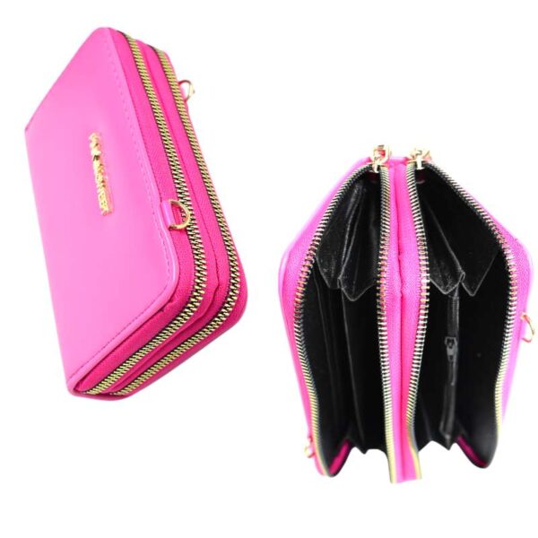 Billetera fucsia pink in sweet 2 espacios diseño liso