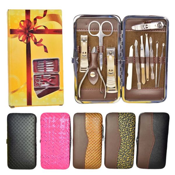 Kit de manicura con estuche de cuero sintético en diseño surtido