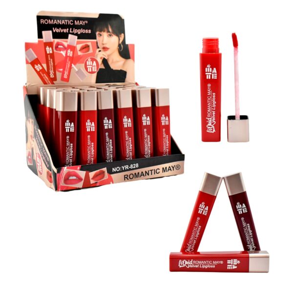 Velvet lipgloss de color matte  Romanatic May cuadrados