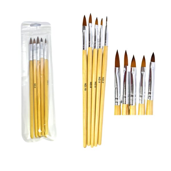 Set de pinceles para Nail Art  con mango de madera 5u