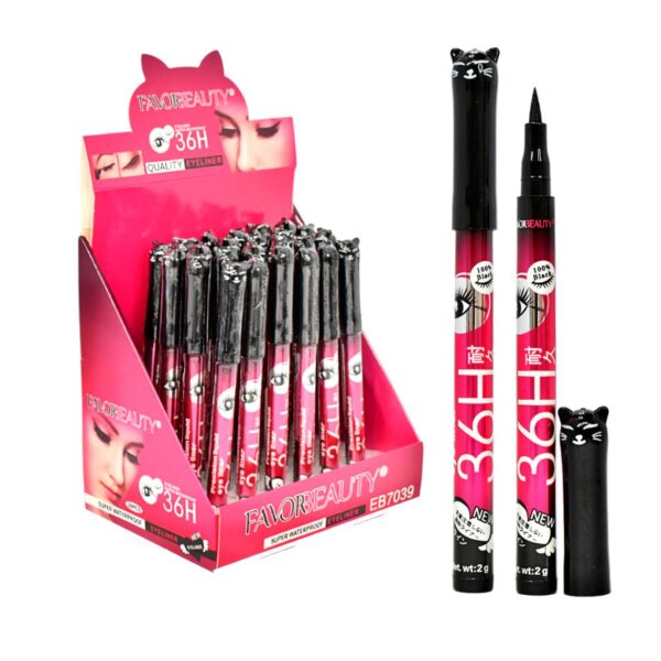 Delineador negro en presentación de gato FavorBeauty