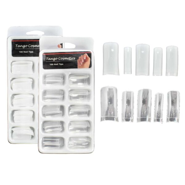 Tips de uñas blancas y transparentes de pestaña corta Tango Cosmetics