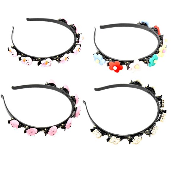 Diadema con diseños Kawaii, flores perladas y diamantes