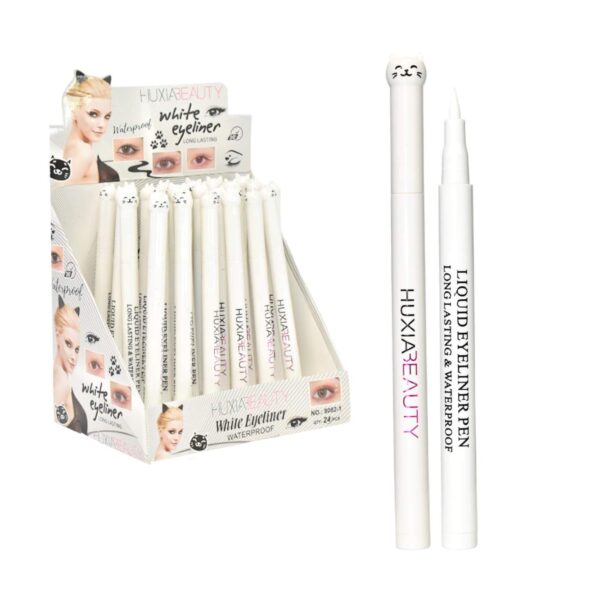 Delineador blanco diseño de gato caja gris HuxiaBeauty
