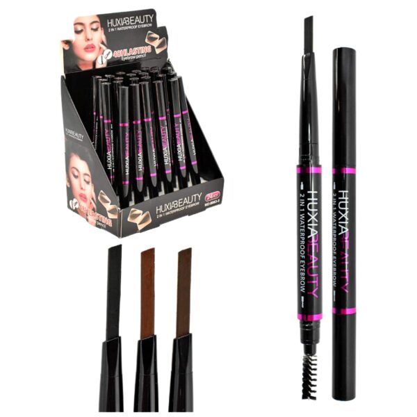 Delineador para cejas con cepillo contra el agua HUXIABEAUTY caja negra