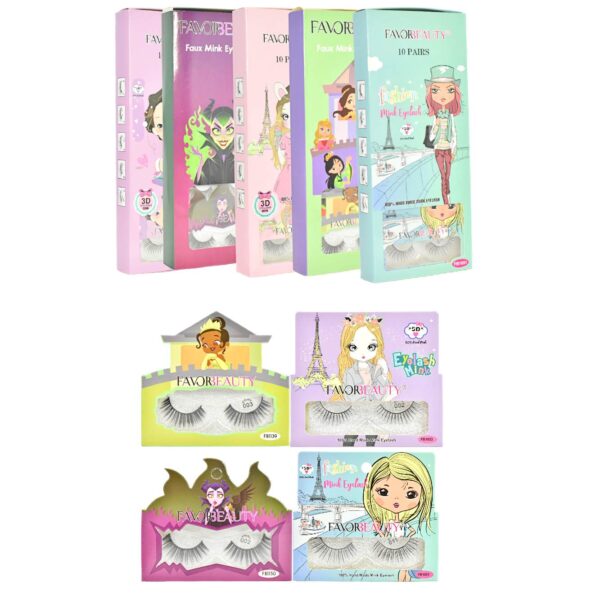 Par de pestañas faux Mink presentación princesas de disney