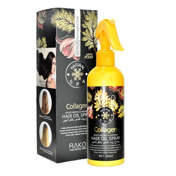 Spray de aceite hidratante de colageno y nutritivo para el cabello