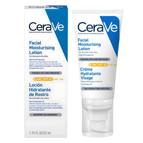 Loción Hidratante Facial sin aroma AM-SPF 30 CERAVE 52ml LOTE 1