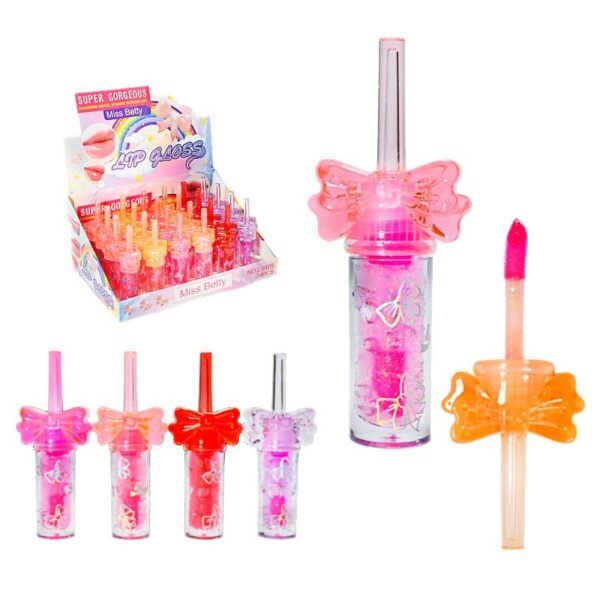 Brillo labial magico con tapa diseño de moño colores surtidos