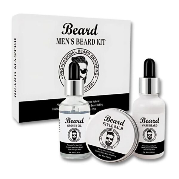 Kit para barba BEARD caja gris con negro