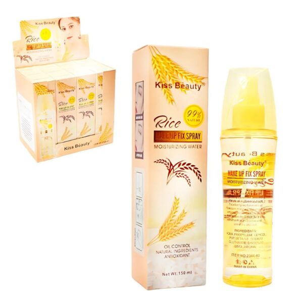 Spray fijador de maquillaje y control de grasa facial KISS BEAUTY DE ARROZ 150ML