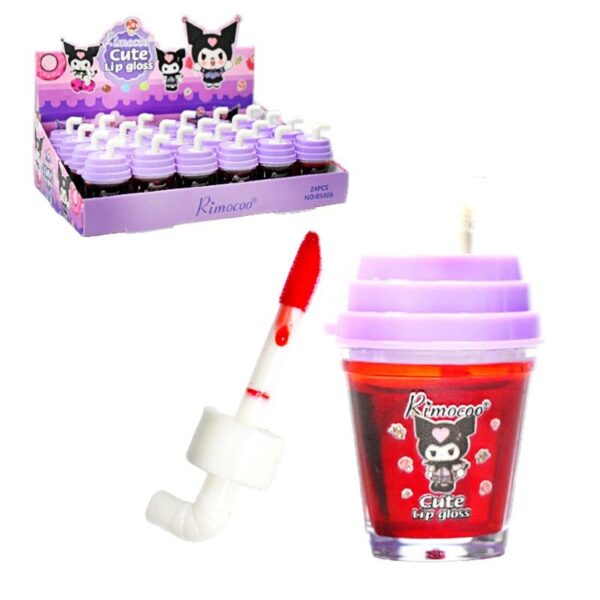 Tinta de labios presentación vaso de jugo tapa lila KUROMI RIMOCOO