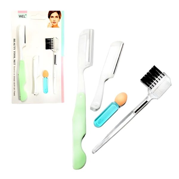 Kit de perfiladores aplicador y cepillo para cejas empaque blanco wel beauty tool